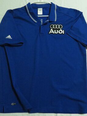Sz L AUDI Blue Adidas ClimaLite Men's db #D67 Polo Shirt